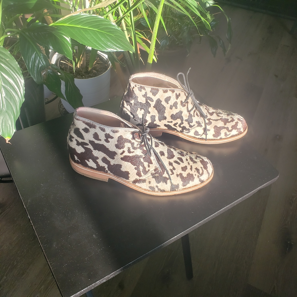 Cowhide Print Chukka Ankle Boots